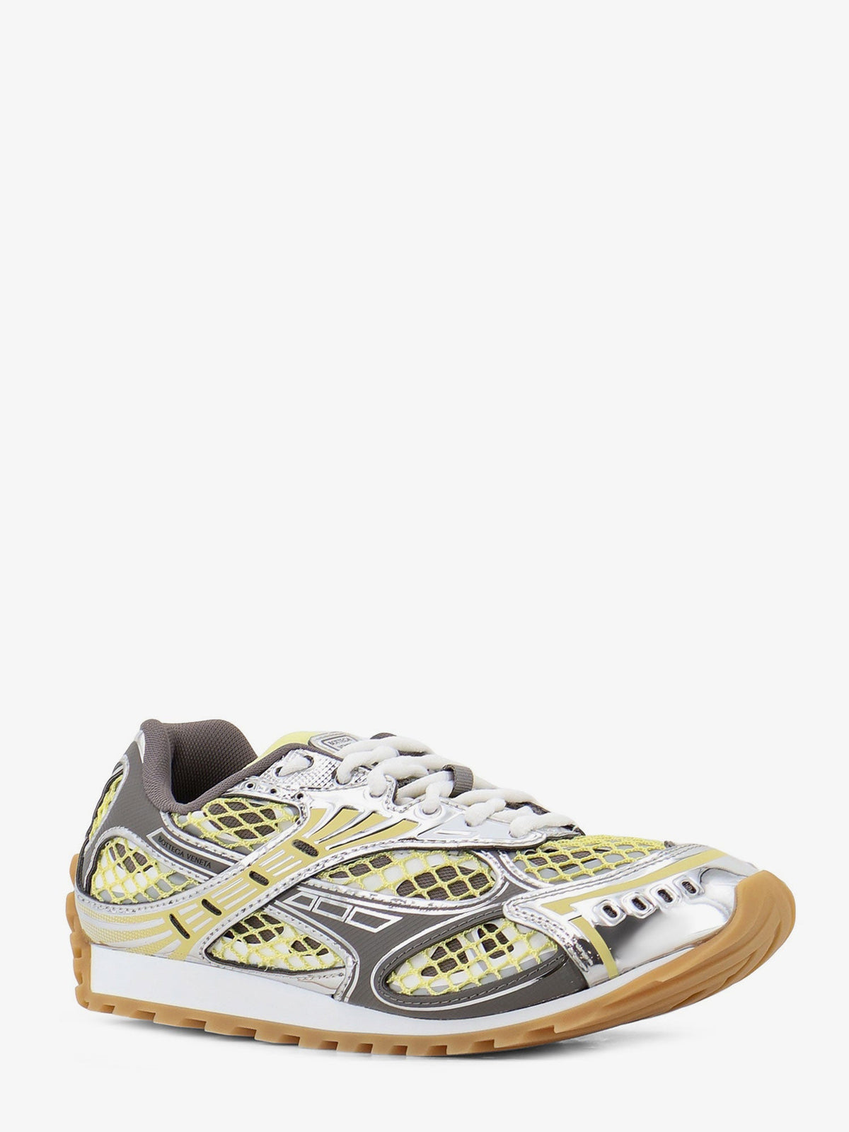 Bottega Veneta Orbit Mesh and Leather Sneakers - Zesty/Basalt