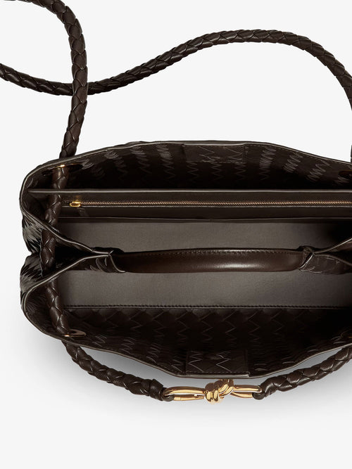Bottega Veneta Andiamo leather handbag with Intrecciato pattern - Fondant-M Brass-Fond