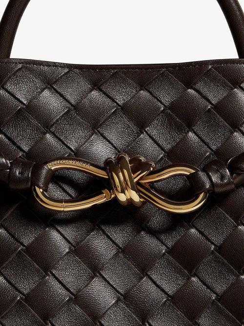 Bottega Veneta Andiamo leather handbag with Intrecciato pattern - Fondant-M Brass-Fond