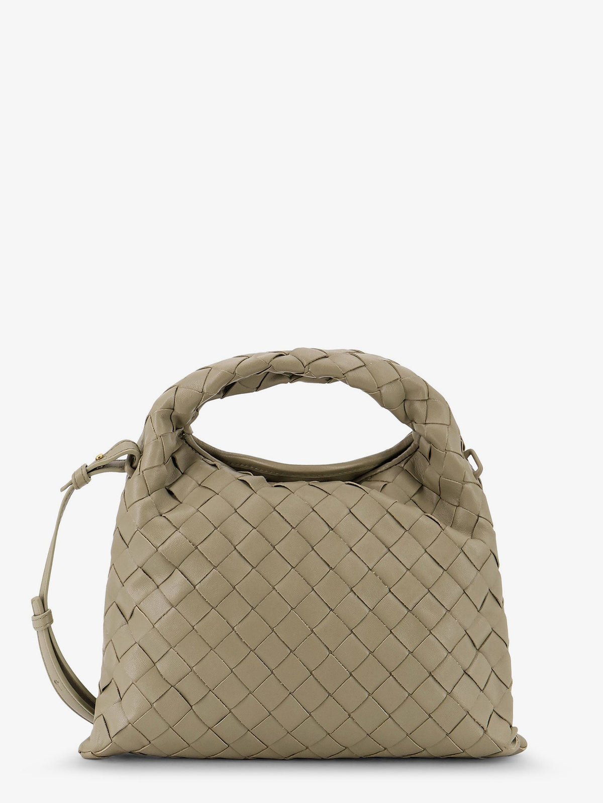 Bottega Veneta Mini Hop leather crossbody bag with Intrecciato pattern - Travertine