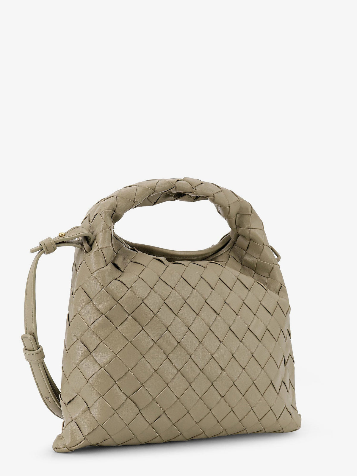 Bottega Veneta Mini Hop leather crossbody bag with Intrecciato pattern - Travertine