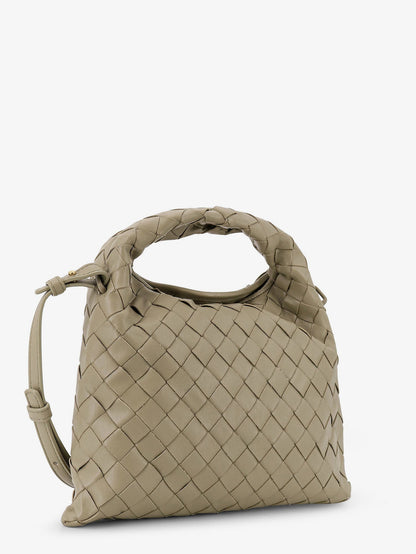 Bottega Veneta Mini Hop leather crossbody bag with Intrecciato pattern - Travertine
