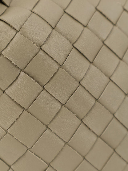 Bottega Veneta Mini Hop leather crossbody bag with Intrecciato pattern - Travertine