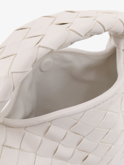 Bottega Veneta Mini Hop leather crossbody bag with Intrecciato pattern - White