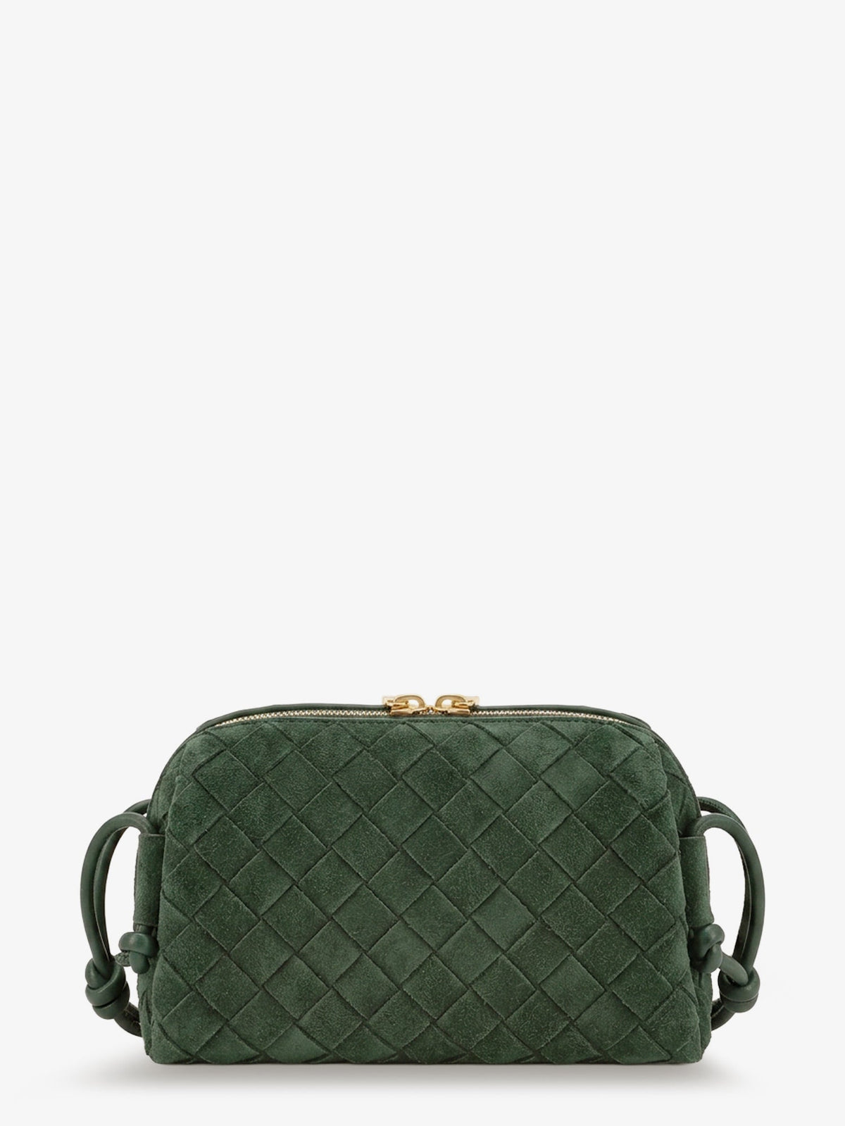 Bottega Veneta Concert Pochette suede crossbody bag - Green Tweed-Gold