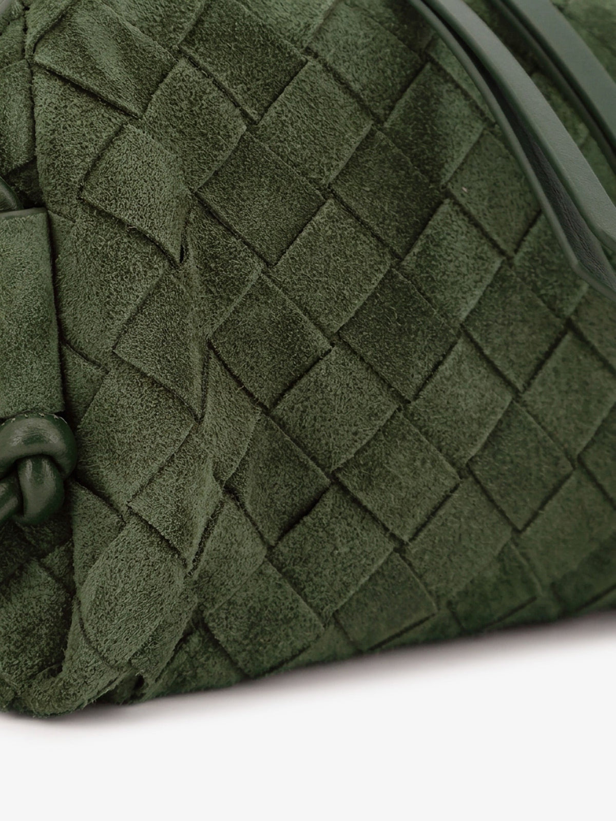 Bottega Veneta Concert Pochette suede crossbody bag - Green Tweed-Gold