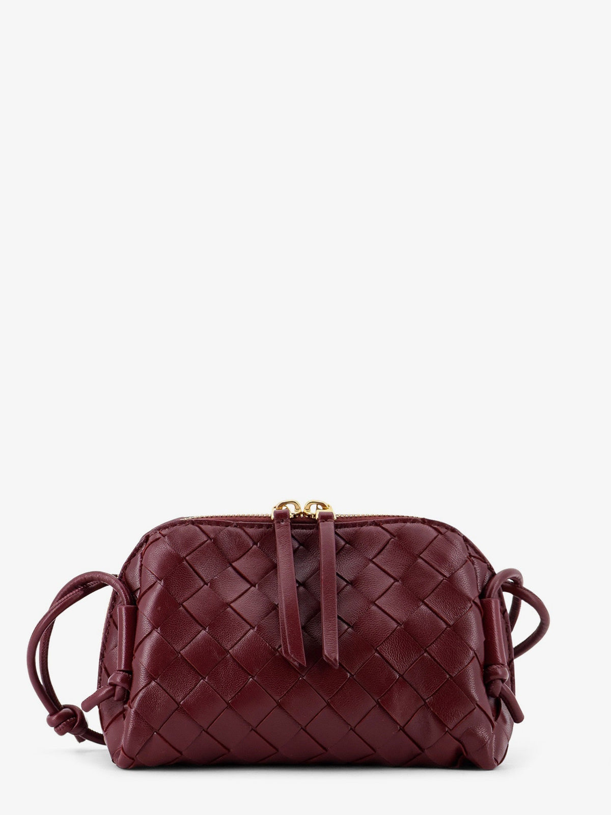 Bottega Veneta Concert Pouch leather shoulder bag with Intrecciato motif - Barolo-Gold
