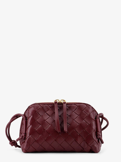 Bottega Veneta Concert Pouch leather shoulder bag with Intrecciato motif - Barolo-Gold