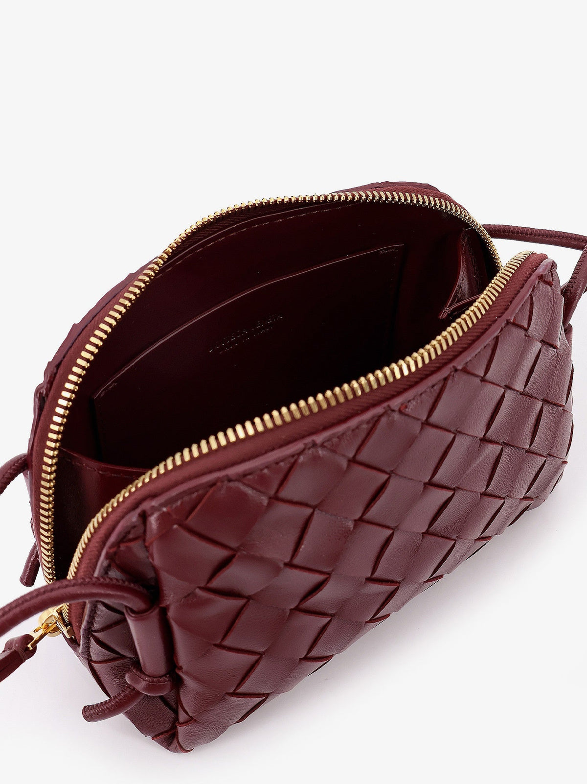 Bottega Veneta Concert Pouch leather shoulder bag with Intrecciato motif - Barolo-Gold