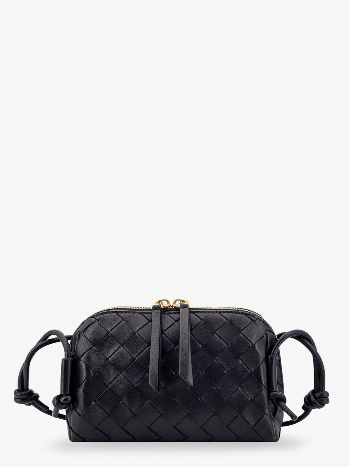 Bottega Veneta Concert Pouch leather crossbody bag with Intrecciato motif - Black-Gold