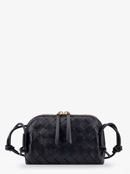Bottega Veneta Concert Pouch leather crossbody bag with Intrecciato motif - Black-Gold