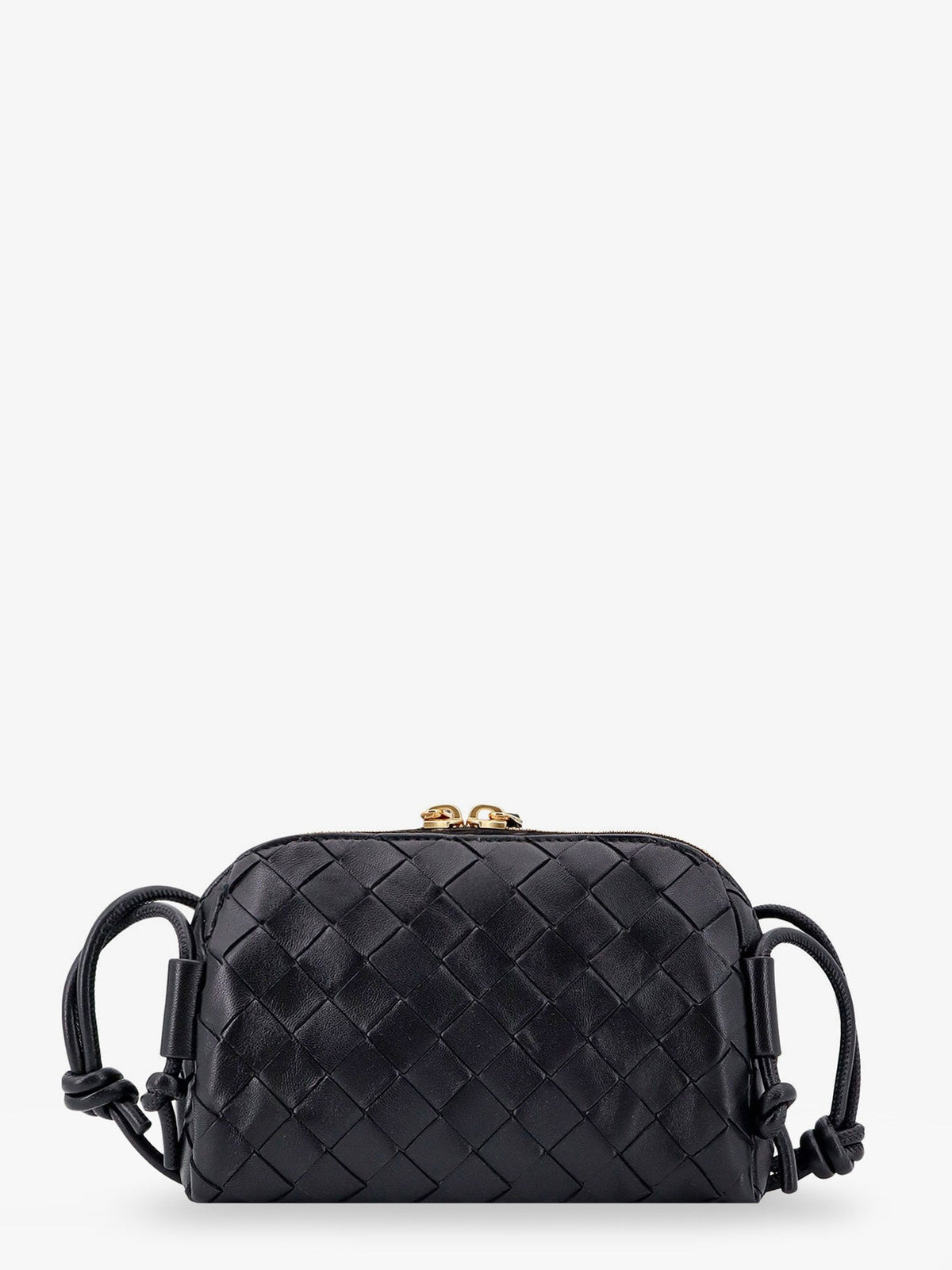 Bottega Veneta Concert Pouch leather crossbody bag with Intrecciato motif - Black-Gold