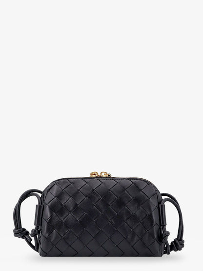 Bottega Veneta Concert Pouch leather crossbody bag with Intrecciato motif - Black-Gold