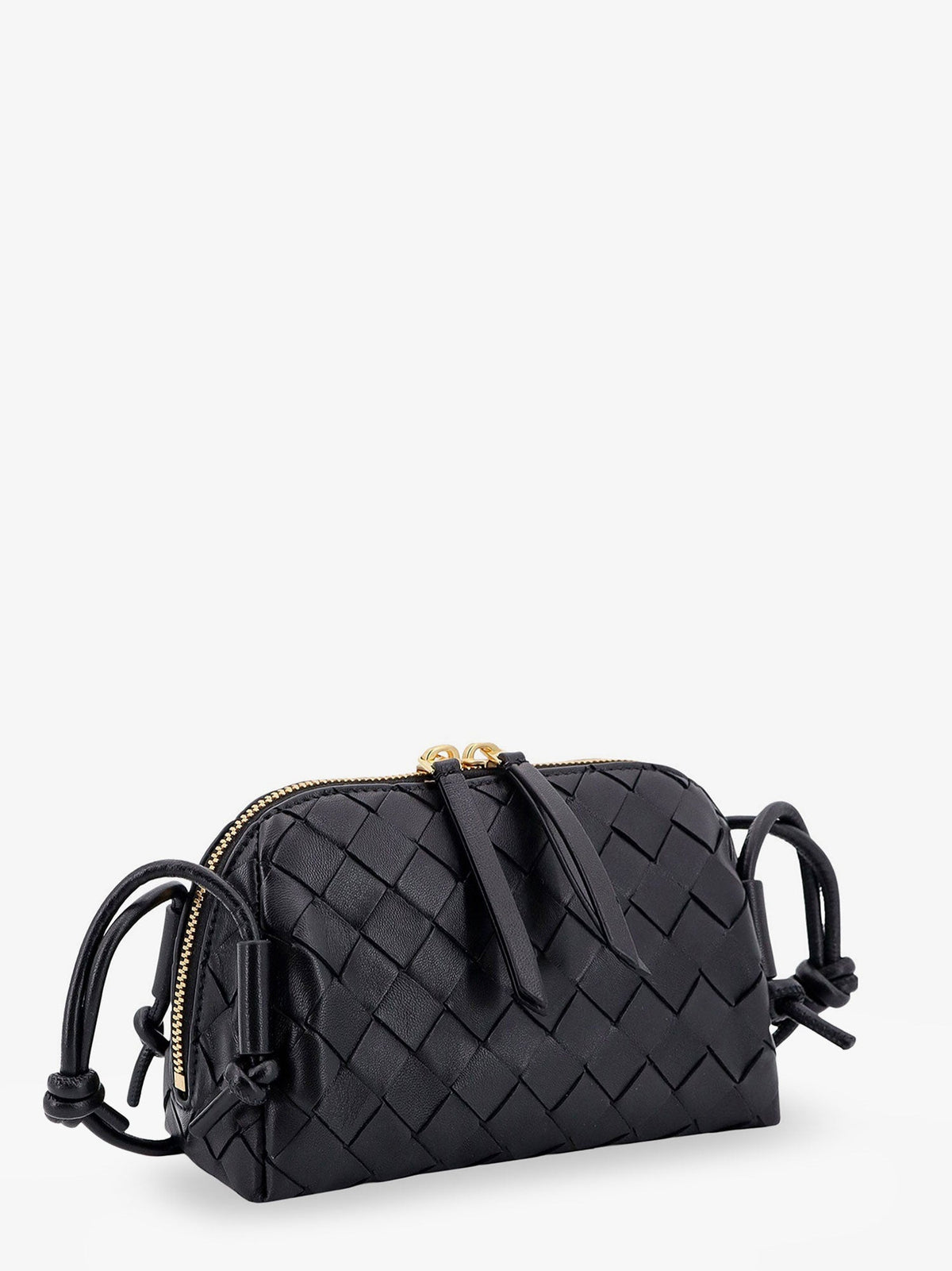 Bottega Veneta Concert Pouch leather crossbody bag with Intrecciato motif - Black-Gold
