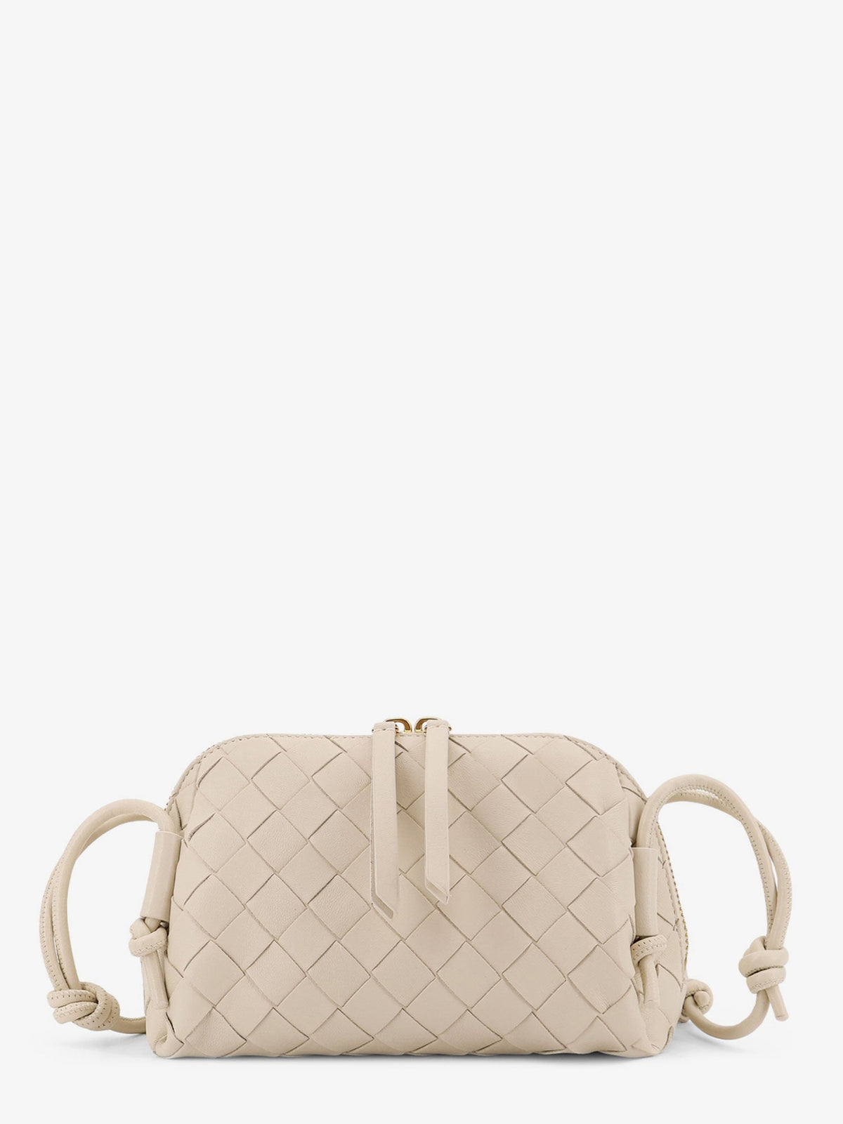Bottega Veneta Concert Pouch leather crossbody bag with Intrecciato motif - Sea Salt-Gold