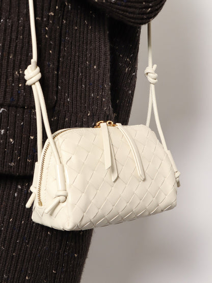 Bottega Veneta Concert Pouch leather crossbody bag with Intrecciato motif - Sea Salt-Gold
