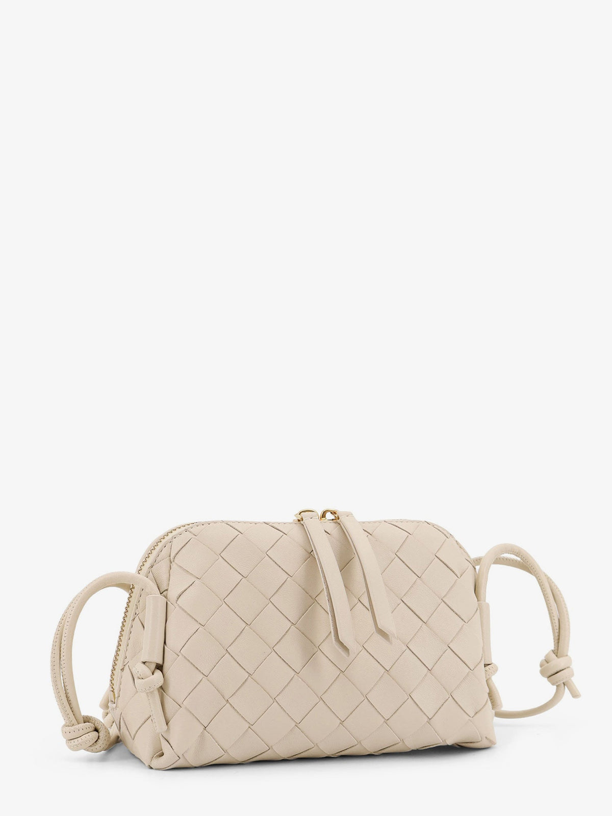 Bottega Veneta Concert Pouch leather crossbody bag with Intrecciato motif - Sea Salt-Gold