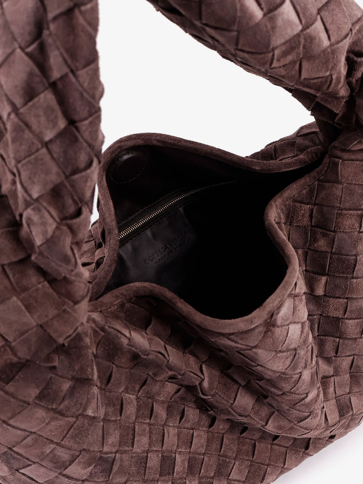 Bottega Veneta Hop leather shoulder bag with Intrecciato effect - Fondan M Brass