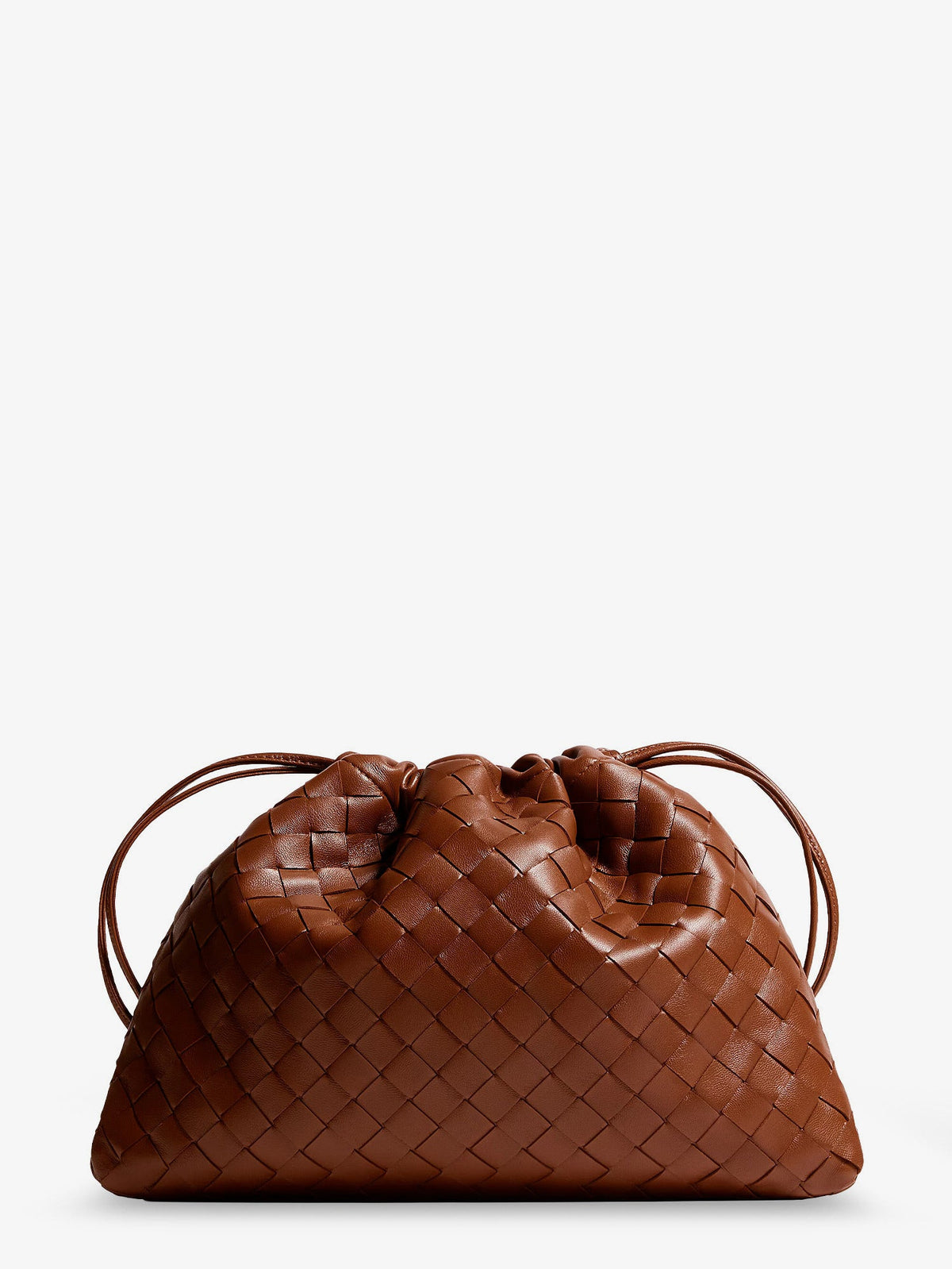 Bottega Veneta Medium Dustbag leather clutch bag with Intrecciato effect - Tannin-Gold