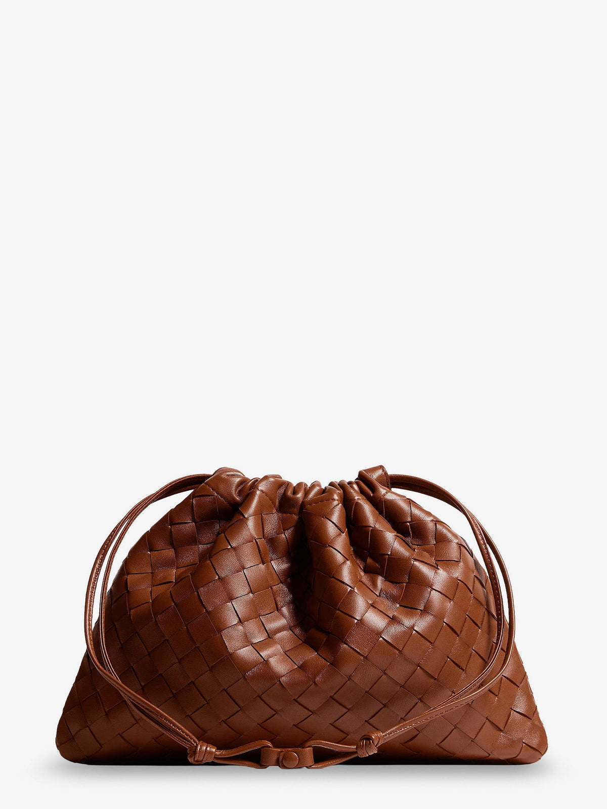 Bottega Veneta Medium Dustbag leather clutch bag with Intrecciato effect - Tannin-Gold