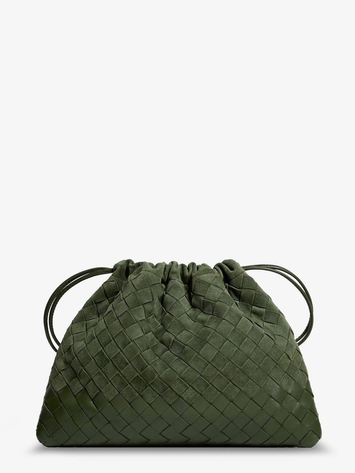 Bottega Veneta Suede Dustbag with Intrecciato motif - Green Tweed-Gold
