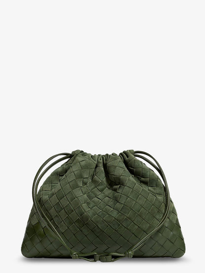 Bottega Veneta Suede Dustbag with Intrecciato motif - Green Tweed-Gold