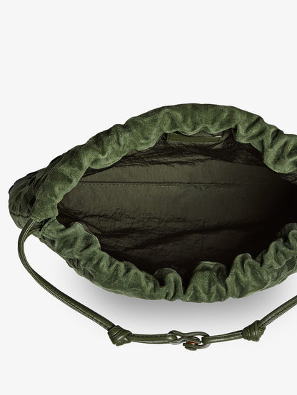 Bottega Veneta Suede Dustbag with Intrecciato motif - Green Tweed-Gold