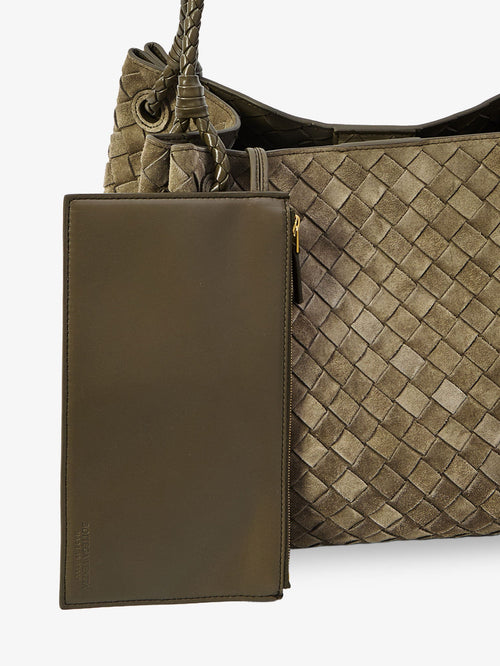 Bottega Veneta Parachute Large suede shoulder bag - Cypress