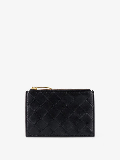 Bottega Veneta Leather card holder with Intrecciato motif - Black