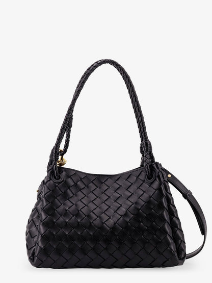 Bottega Veneta Parachute leather shoulder bag with Intrecciato motif and Knot detail - Black-M Brass