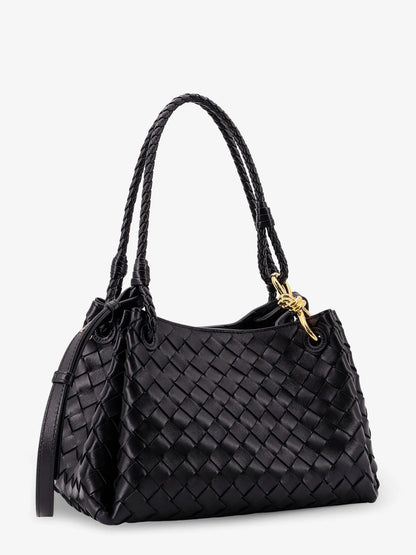 BOTTEGA VENETA - Parachute leather shoulder bag with Intrecciato motif and Knot detail