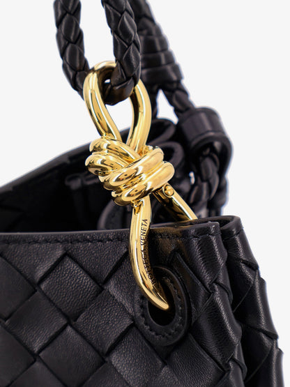 Bottega Veneta Parachute leather shoulder bag with Intrecciato motif and Knot detail - Black-M Brass