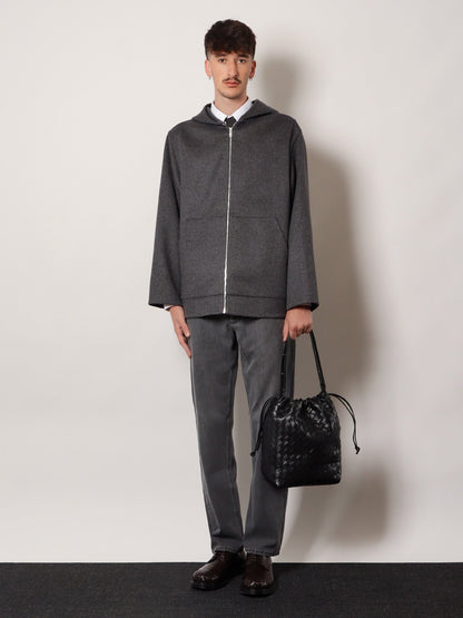 Bottega Veneta Bucket Intrecciato Biblioteca leather shoulder bag - Blacksilver