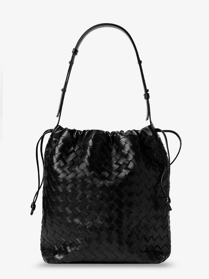 Bottega Veneta Bucket Intrecciato Biblioteca leather shoulder bag - Blacksilver