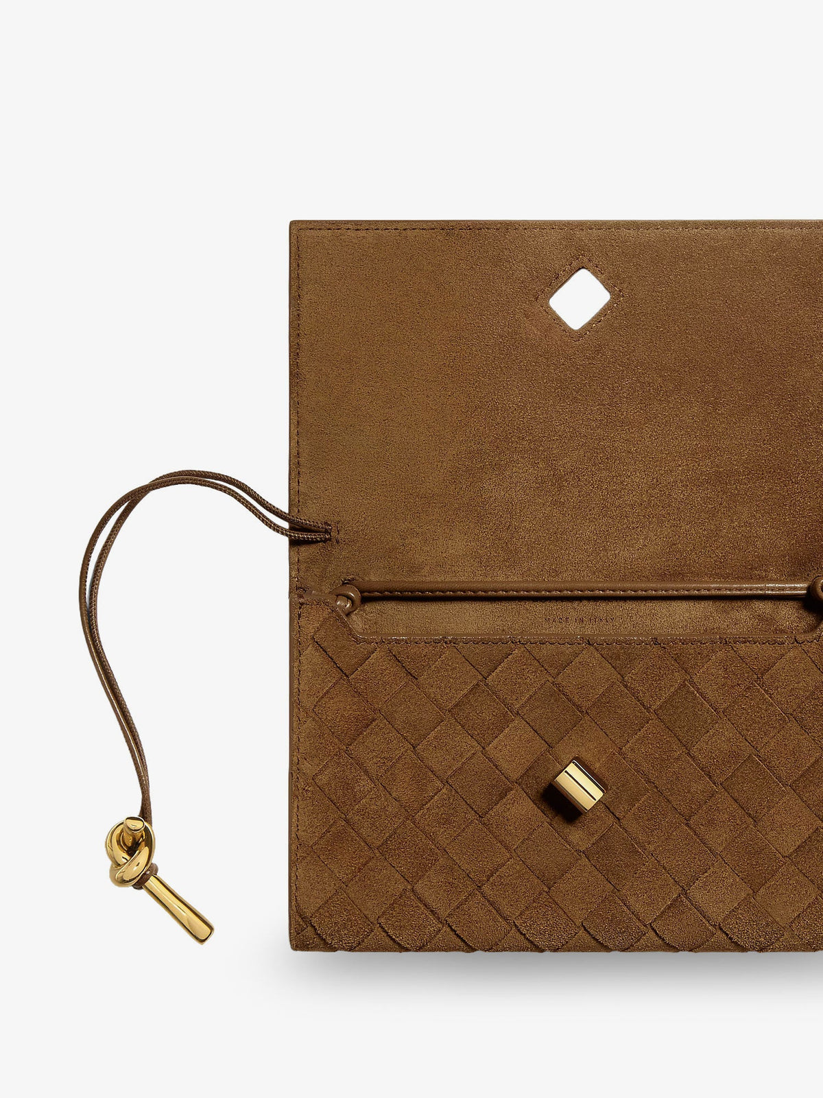 Bottega Veneta Suede crossbody bag with Intrecciato motif - Darkcaramel