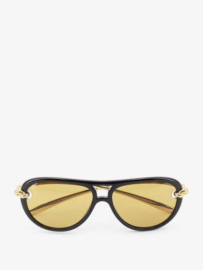 Bottega Veneta Aviator Knot acetate sunglasses - Blackgoldyellow
