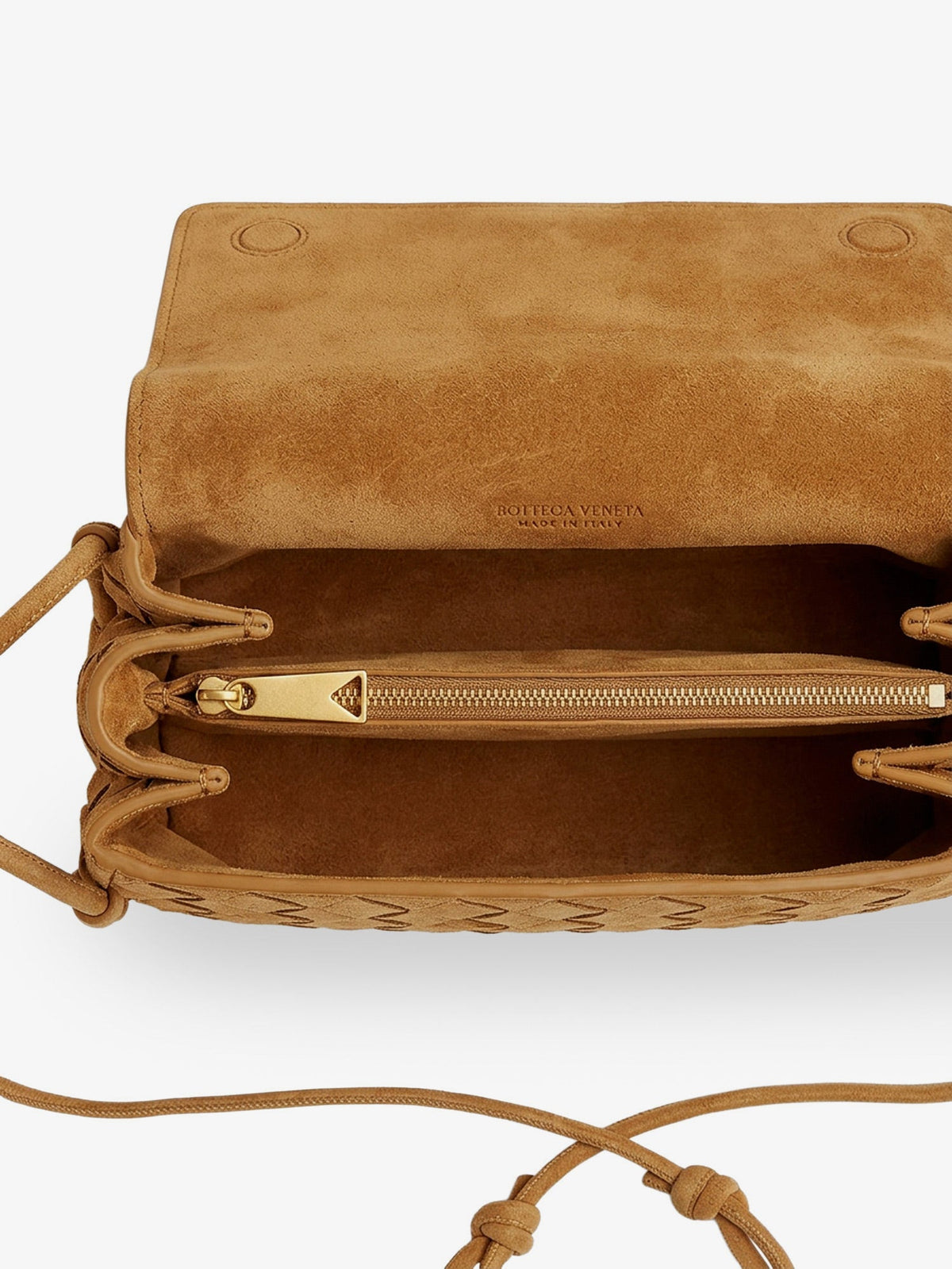 Bottega Veneta Notturno suede pouch - Amber-Gold