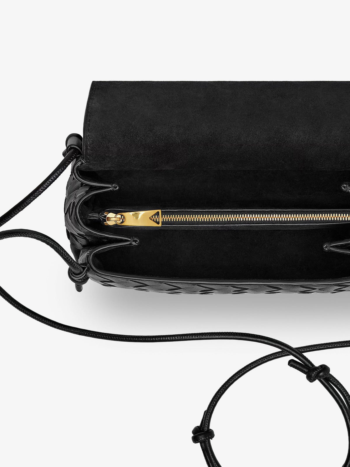 Bottega Veneta Notturno clutch bag with leather shoulder strap - Black-Gold