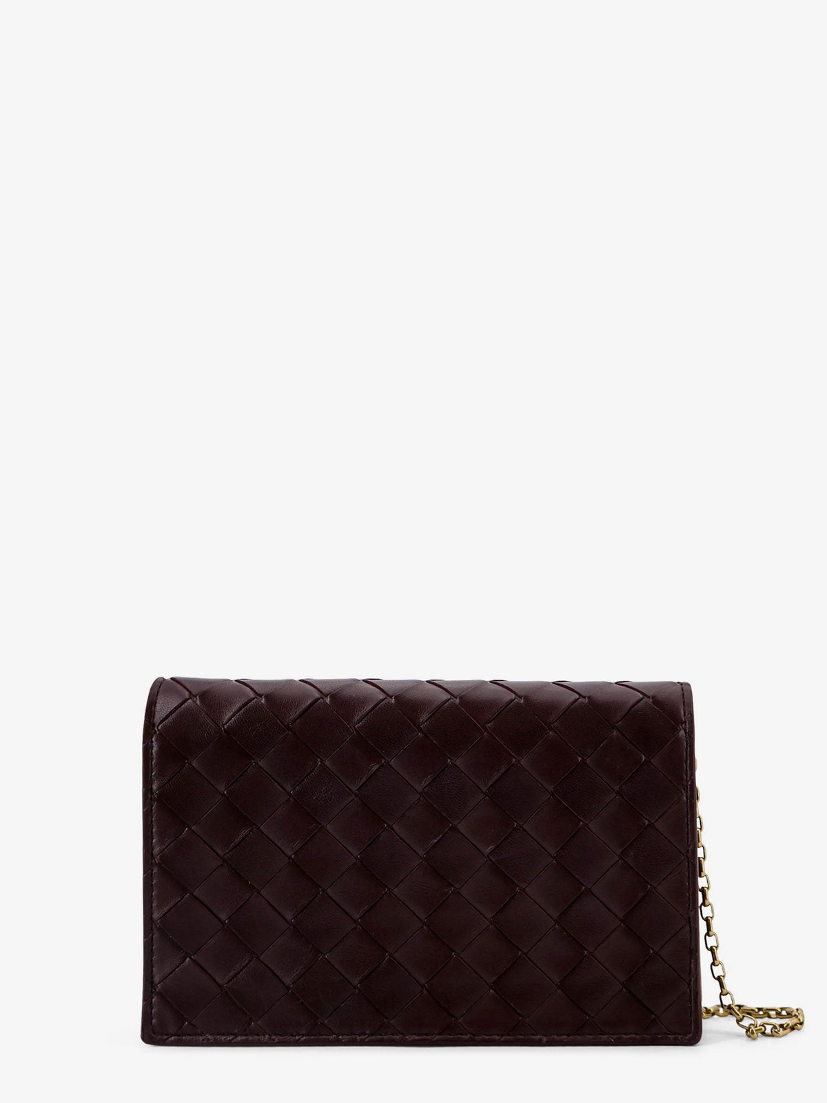 Bottega Veneta Leather crossbody bag with Intrecciato motif - Dark Barolo-M Brass