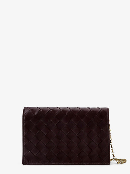 Bottega Veneta Leather crossbody bag with Intrecciato motif - Dark Barolo-M Brass
