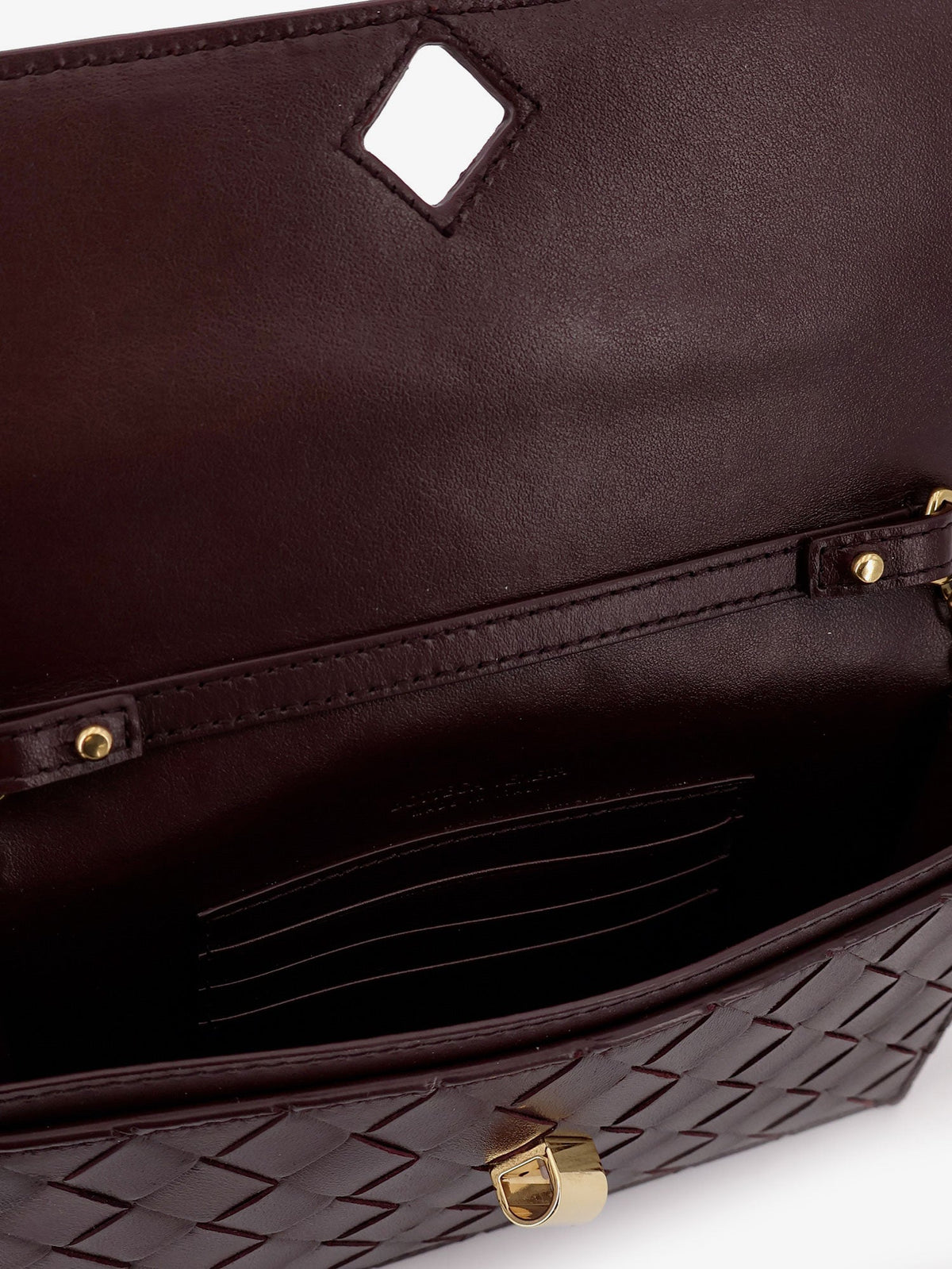 Bottega Veneta Leather crossbody bag with Intrecciato motif - Dark Barolo-M Brass