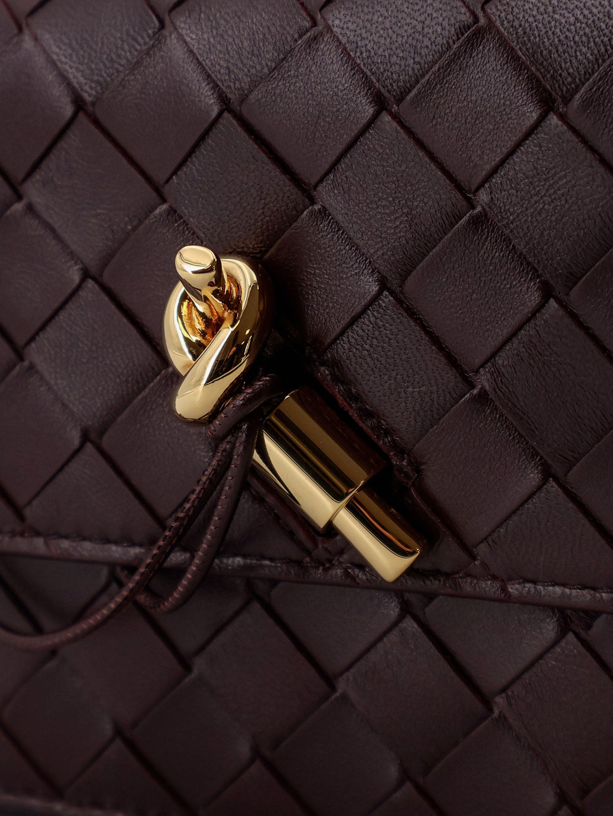 Bottega Veneta Leather crossbody bag with Intrecciato motif - Dark Barolo-M Brass