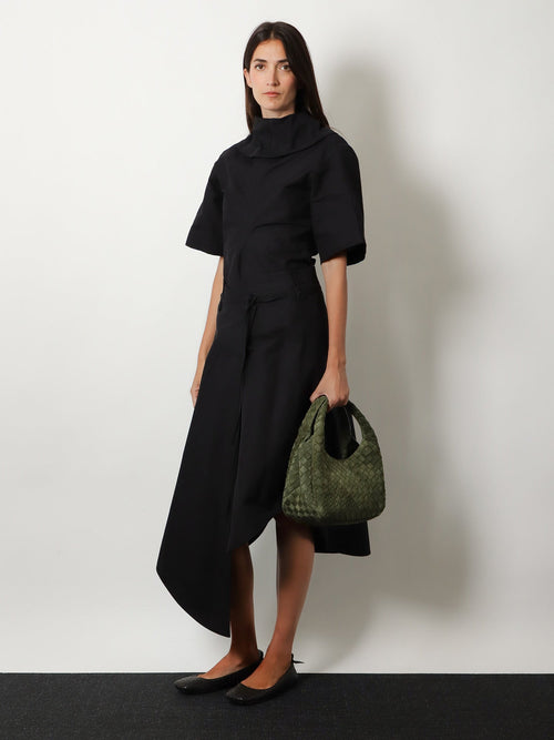 Bottega Veneta Campana Intrecciato suede shoulder bag - Green Tweed-M Brass