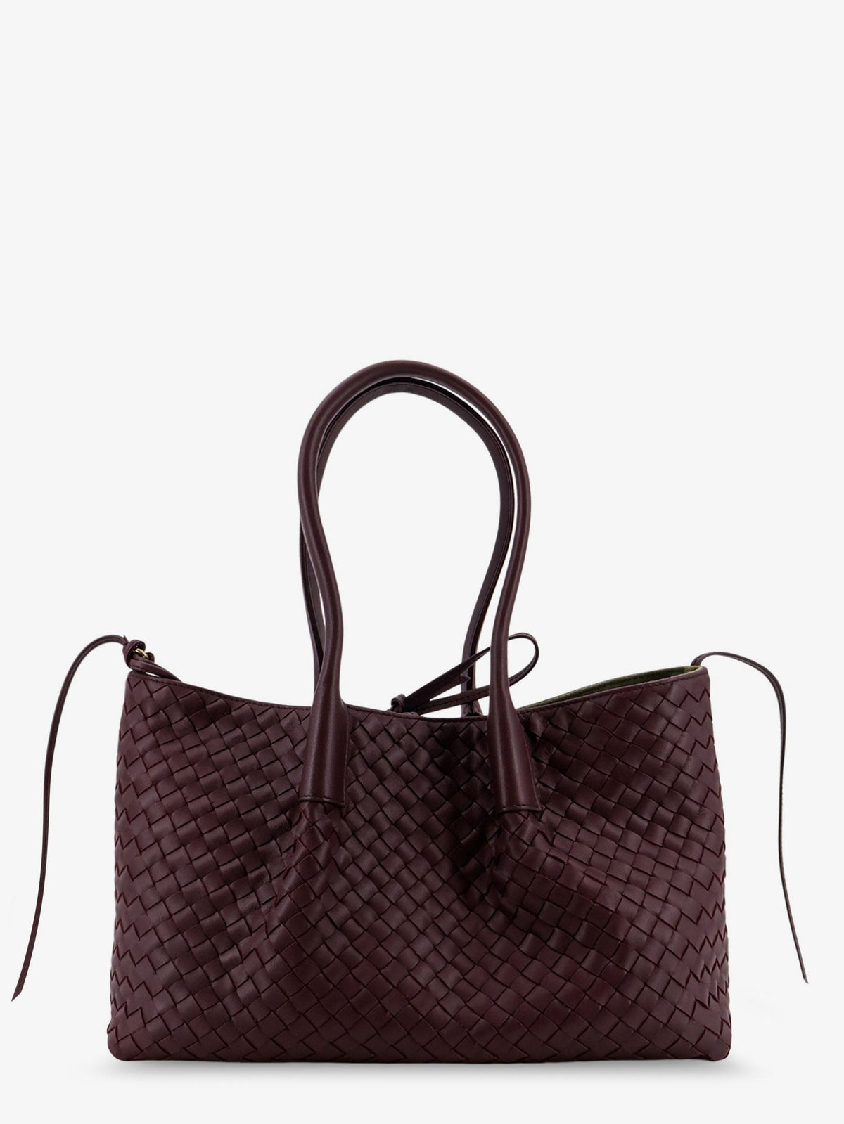 Bottega Veneta Pinacoteca leather handbag with Intrecciato motif - Dark Barolo/Pick-M B