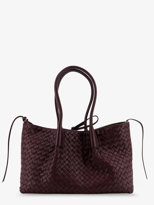 Bottega Veneta Pinacoteca leather handbag with Intrecciato motif - Dark Barolo/Pick-M B