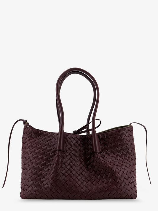 Bottega Veneta Pinacoteca leather handbag with Intrecciato motif - Dark Barolo/Pick-M B