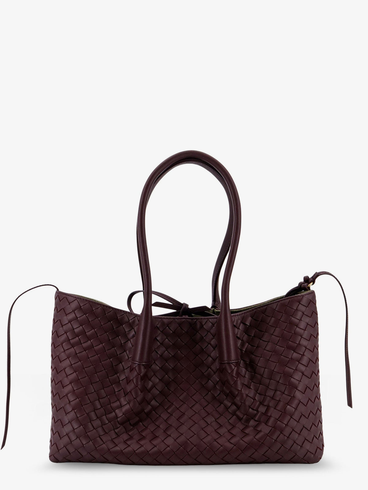 Bottega Veneta Pinacoteca leather handbag with Intrecciato motif - Dark Barolo/Pick-M B