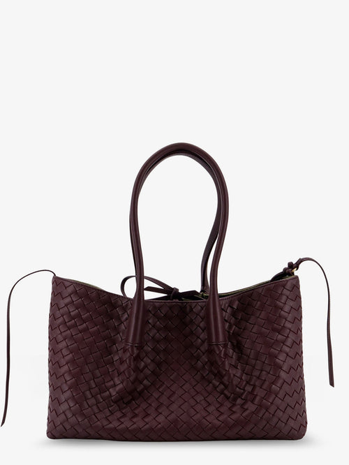 Bottega Veneta Pinacoteca leather handbag with Intrecciato motif - Dark Barolo/Pick-M B