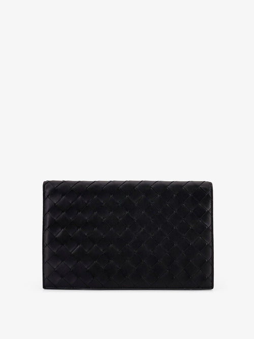 Bottega Veneta Leather clutch bag with Intrecciato motif - Black-Silver