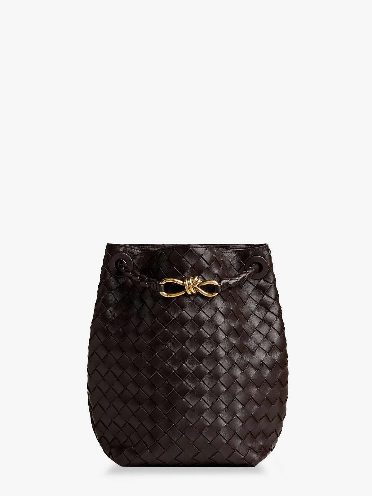 Bottega Veneta Andiamo Bucket leather crossbody bag with Intrecciato Pattern - Fondant-M Brass-Fond